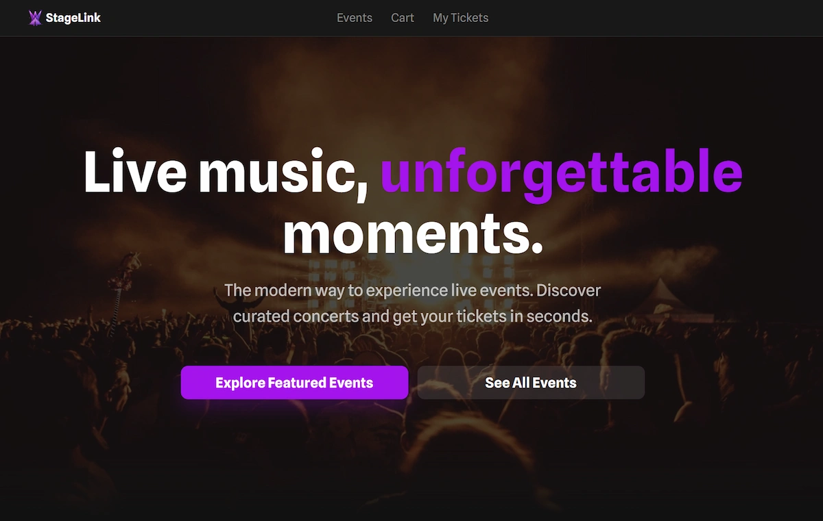 StageLink concert ticketing app preview